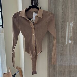 SER.O.YA Ribbed Brown Bodysuit